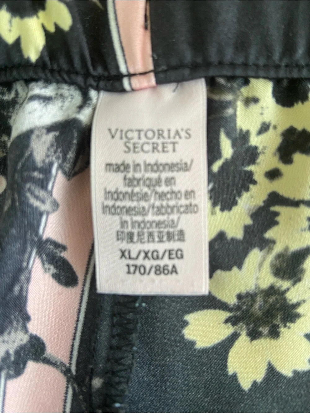 Victoria's Secret silky Black, Pink and Yellow Floral Lounge Pants